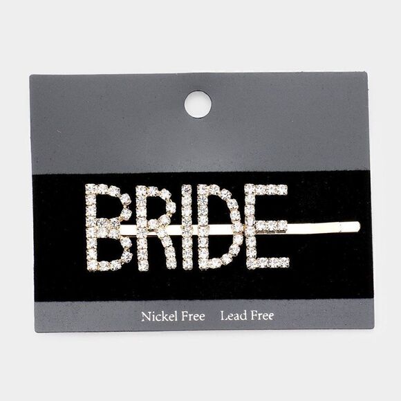 BRIDE Rhinestone Hair Gold Bobby Pin - Picture 3 of 5